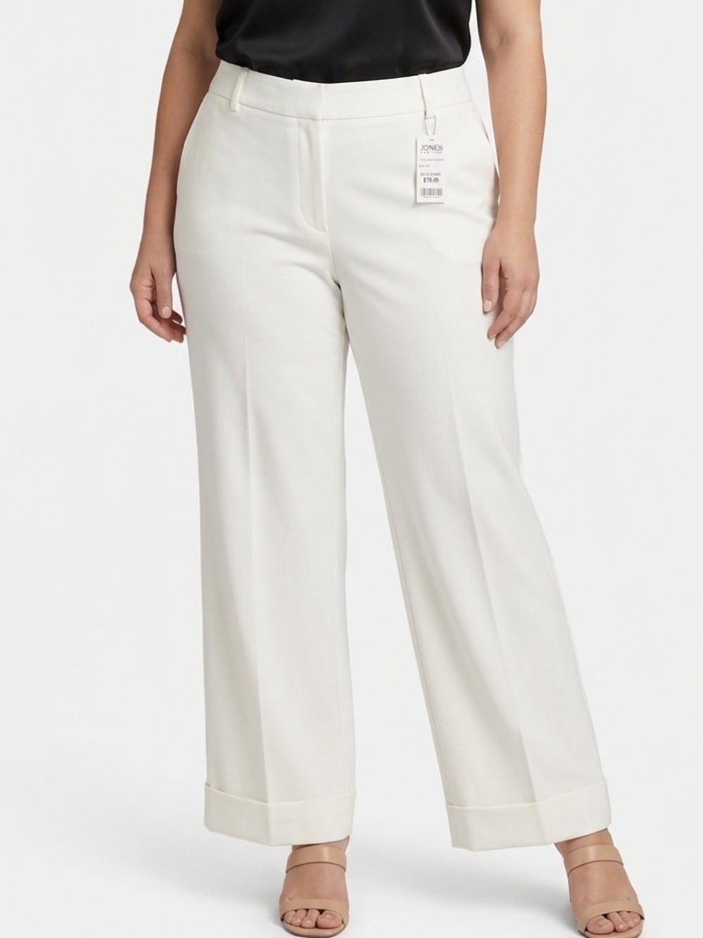 Jones New York Pants Stretch Women's Wide Leg Antique White  New With Tags 14w